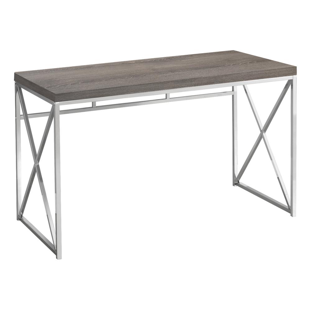 COMPUTER DESK - 48"L / DARK TAUPE / CHROME METAL