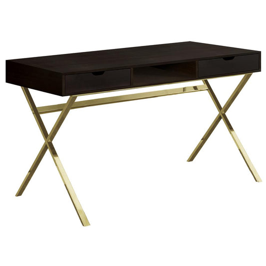 COMPUTER DESK - 48"L / CAPPUCCINO / GOLD METAL