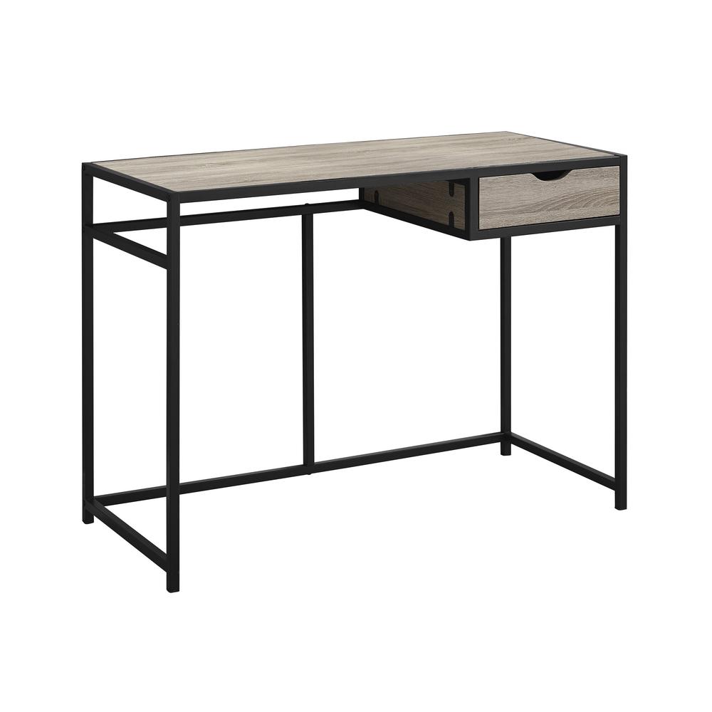 COMPUTER DESK - 42"L / DARK TAUPE / BLACK METAL