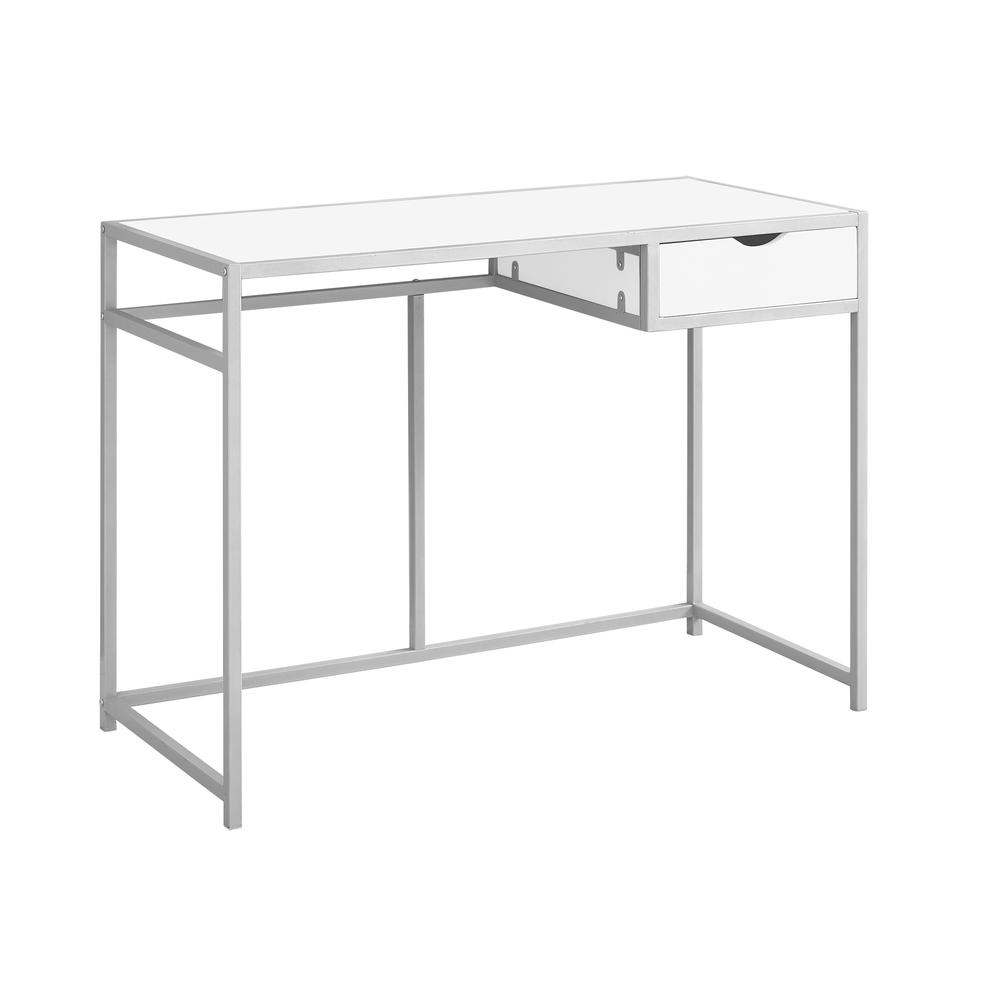 COMPUTER DESK - 42"L / WHITE / SILVER METAL