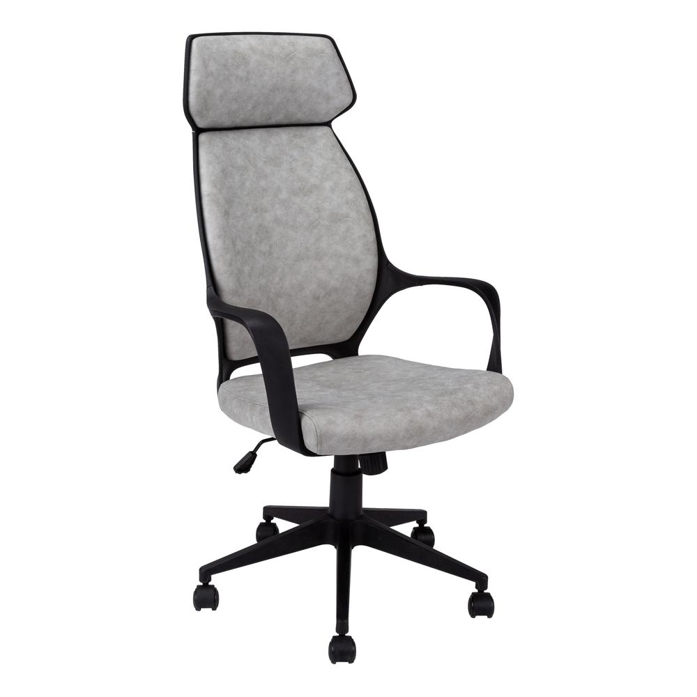 OFFICE CHAIR - GREY MICROFIBER / HIGH BACK EXECUTIVE