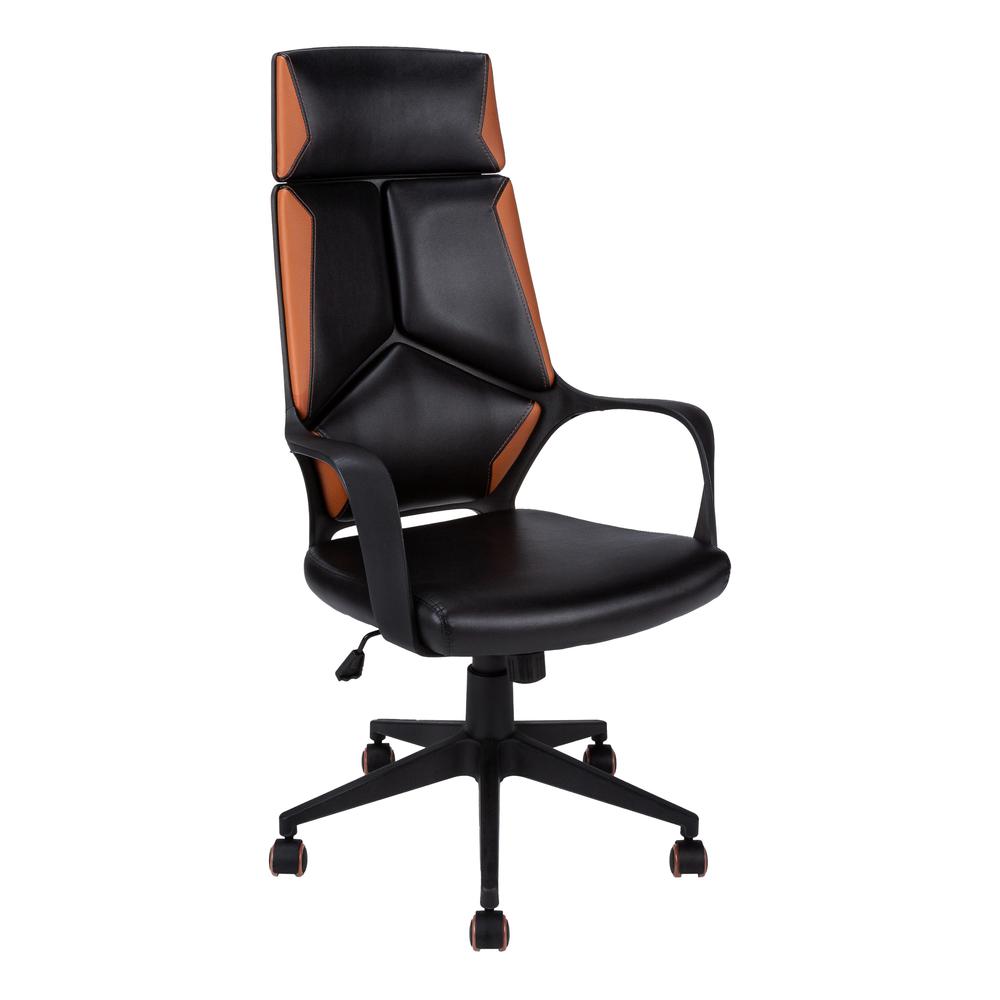 OFFICE CHAIR - BLACK / BROWN LEATHER-LOOK / EXECUTIVE