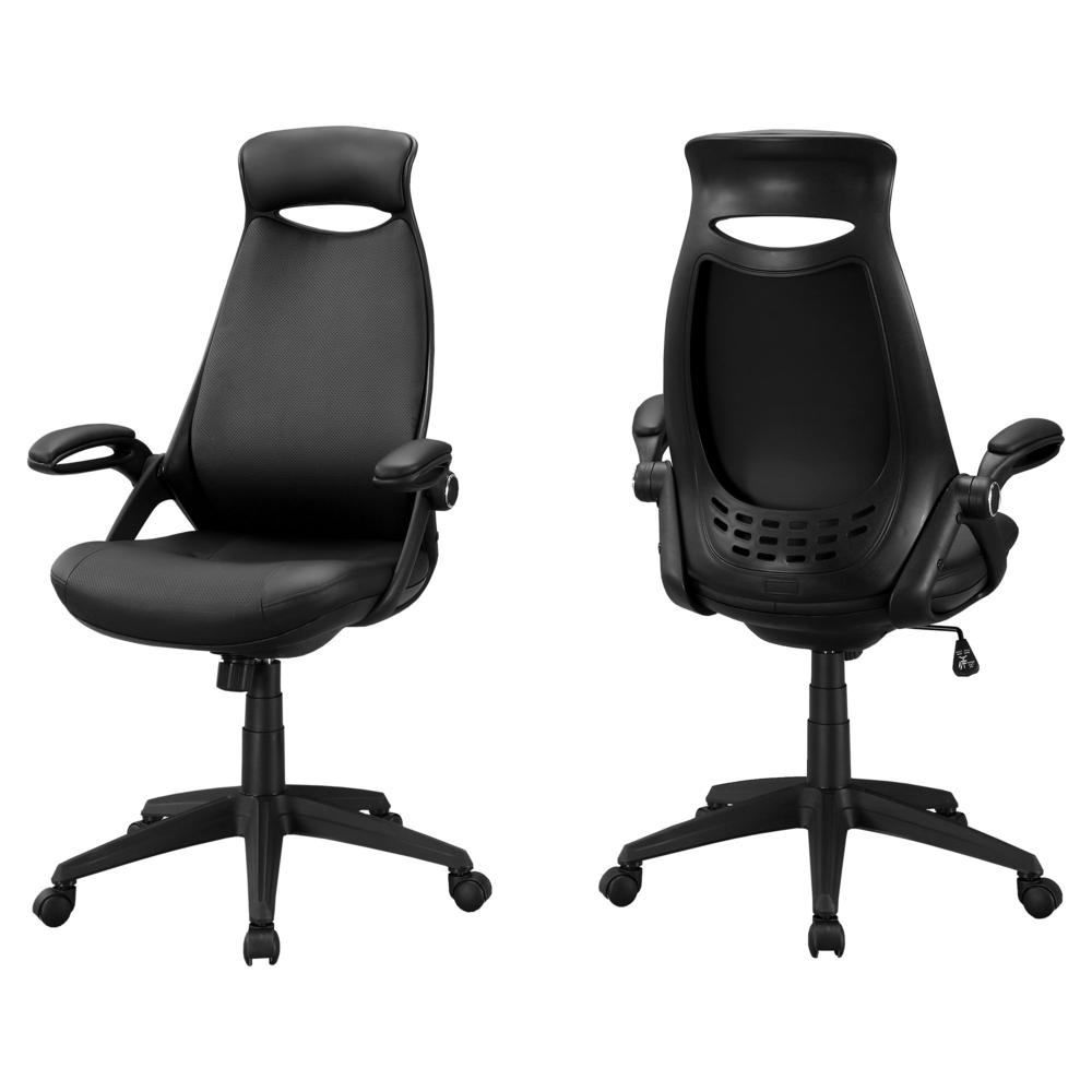 OFFICE CHAIR - BLACK LEATHER-LOOK / MULTI POSITION