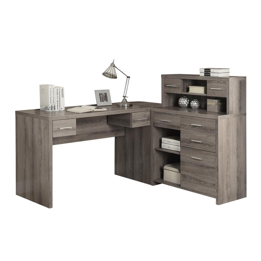 COMPUTER DESK - DARK TAUPE LEFT OR RIGHT FACING CORNER WORKSTATION