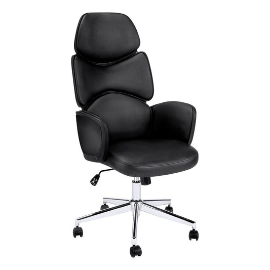 OFFICE CHAIR - BLACK LEATHER-LOOK / HIGH BACK EXECUTIVE