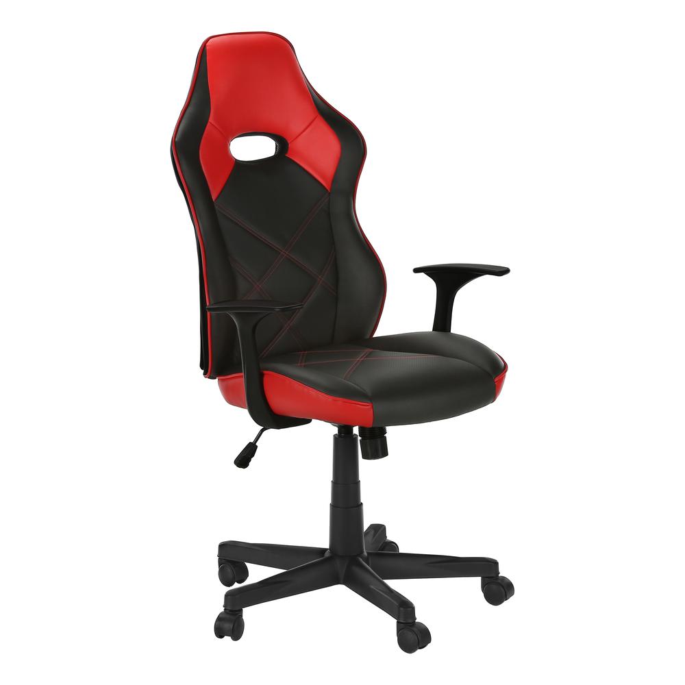 OFFICE CHAIR - GAMING / BLACK / RED LEATHER-LOOK