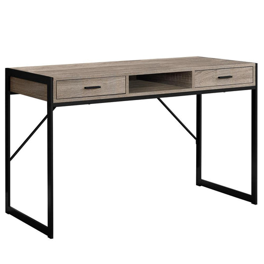 COMPUTER DESK - 48"L / MODERN DARK TAUPE / BLACK METAL