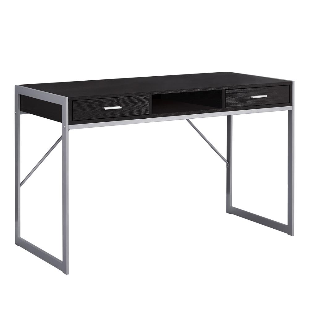 COMPUTER DESK - 48"L / DARK BROWN CAPPUCCINO / SILVER METAL