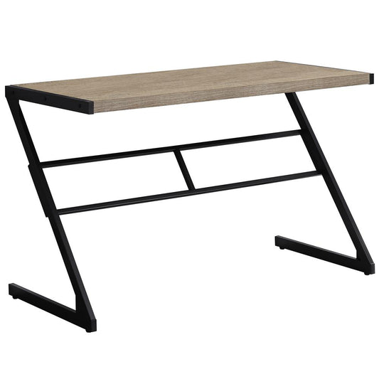 MODERN COMPUTER DESK - 48"L / DARK TAUPE / BLACK METAL