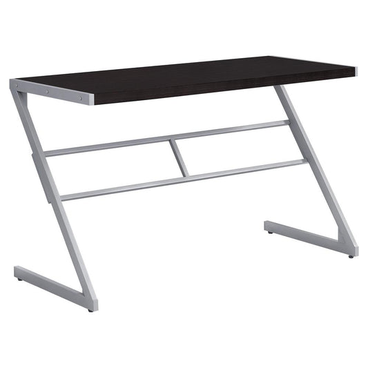 MODERN COMPUTER DESK - 48"L / CAPPUCCINO / SILVER METAL