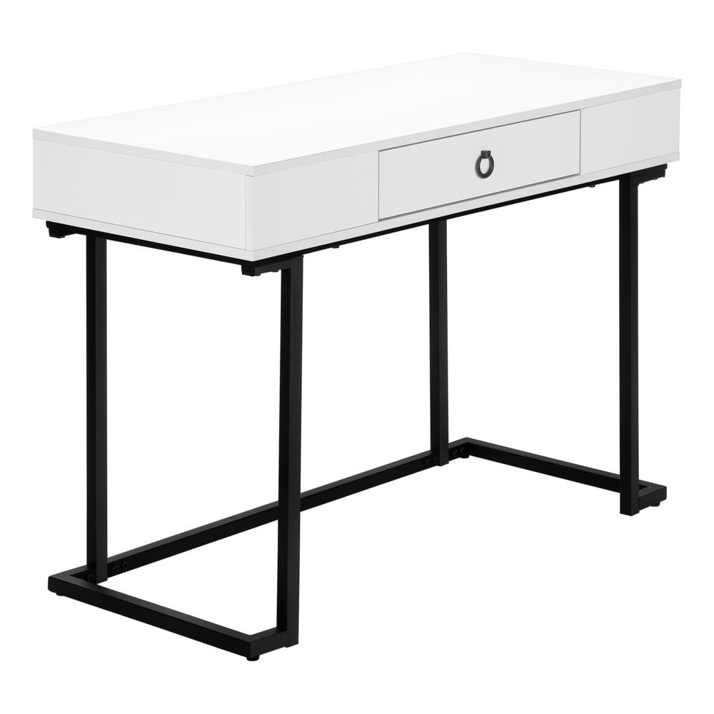 COMPUTER DESK - 42"L / WHITE / BLACK METAL I 7385