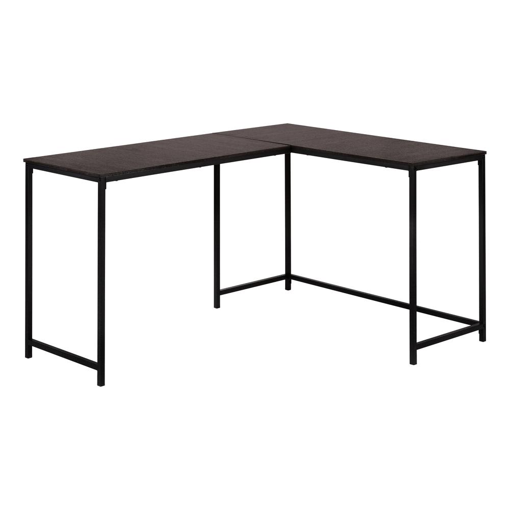 COMPUTER DESK - 58""L / ESPRESSO TOP / BLACK METAL CORNER"