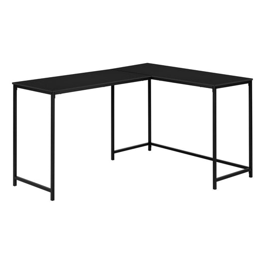 COMPUTER DESK - 58""L / BLACK TOP / BLACK METAL CORNER"