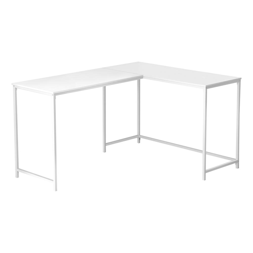 COMPUTER DESK - 58""L / WHITE TOP / WHITE METAL CORNER"