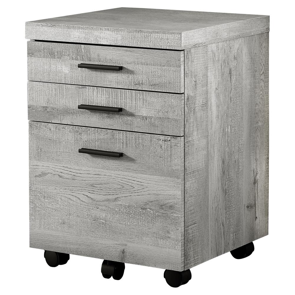 FILING CABINET - 3 DRAWER / GREY RECLAIMED WOOD / CASTORS