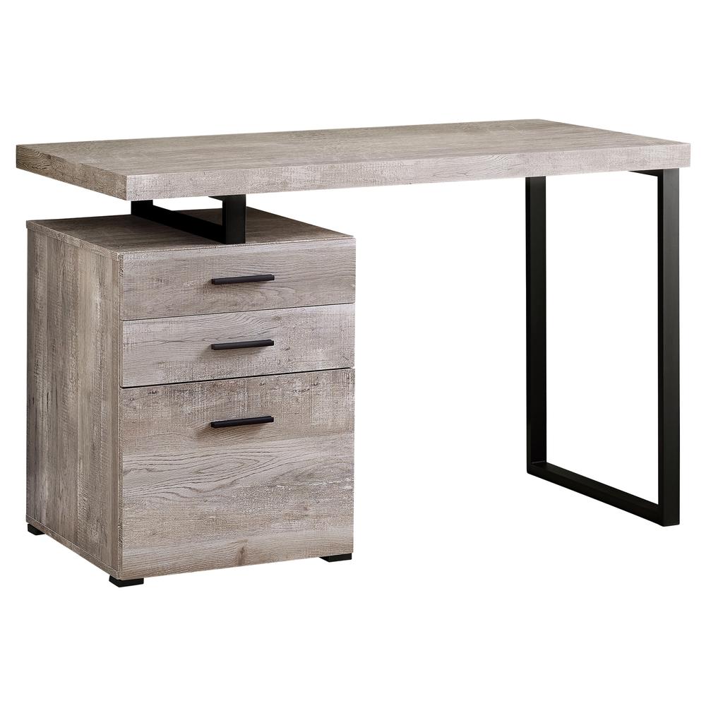 COMPUTER DESK - 48"L / TAUPE RECLAIMED WOOD LOOK / BLACK METAL