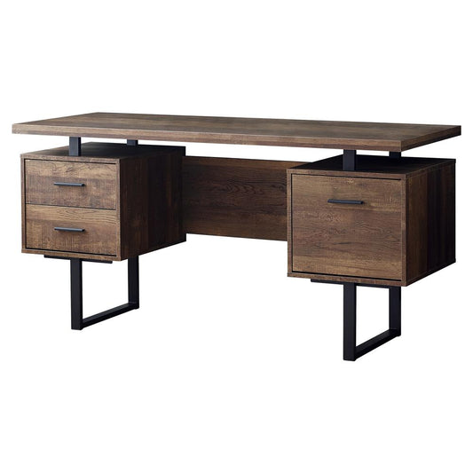 60" Computer Desk with Metal Legs in Brown