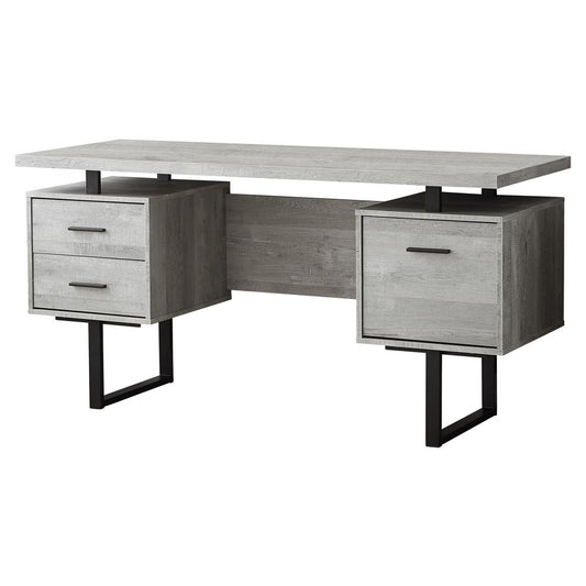 COMPUTER DESK - 60"L / GREY RECLAIMED WOOD / BLACK METAL