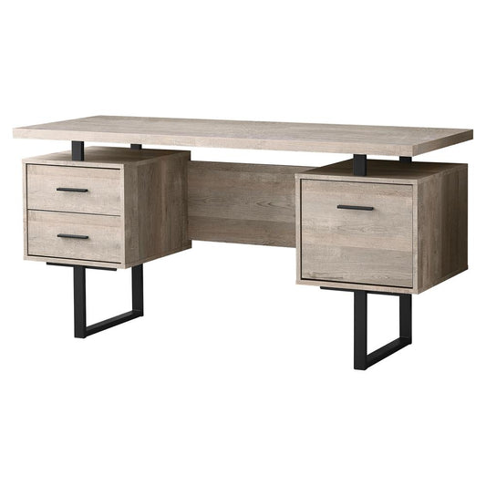 60" Computer Desk with Metal Legs in Taupe