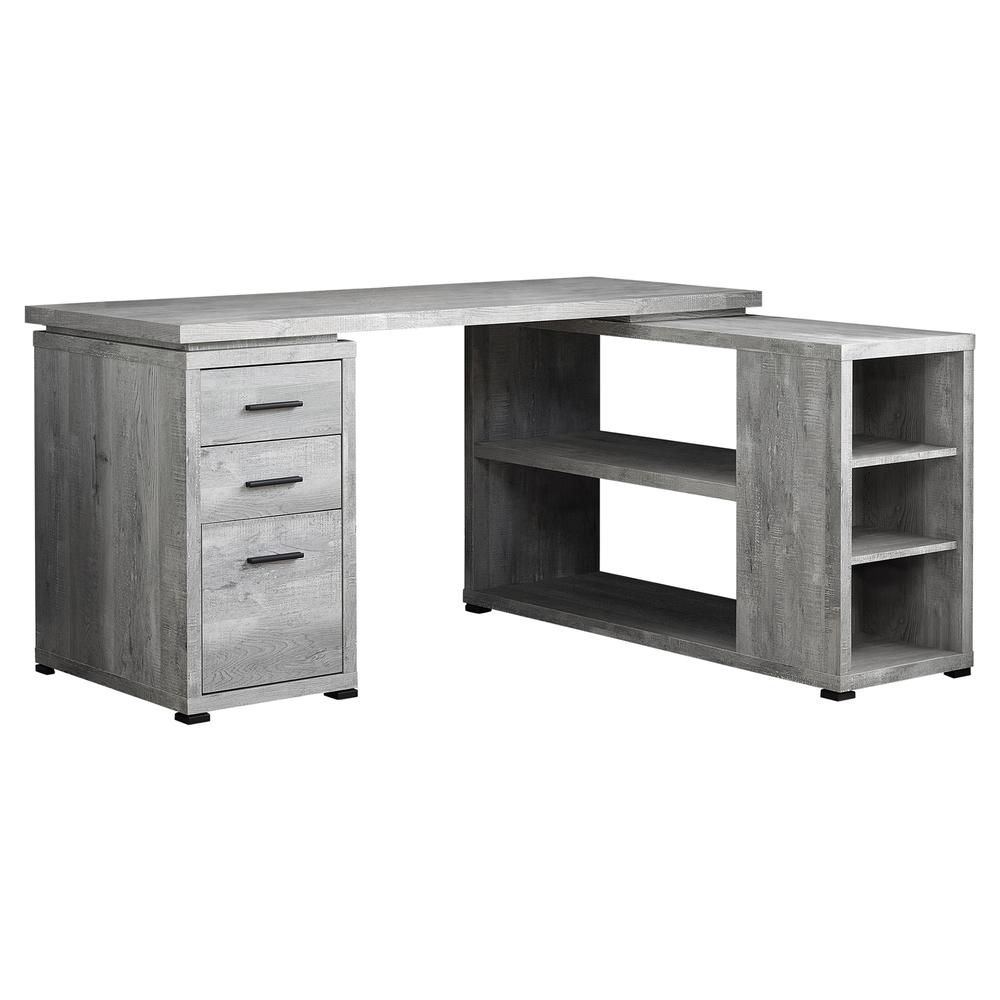 60" L-Shape Computer Desk with Storage in Grey