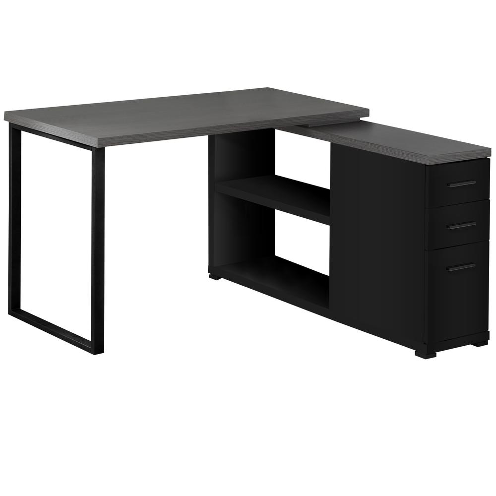 COMPUTER DESK - L SHAPE BLACK / GREY TOP LEFT/RIGHT FACING CORNER