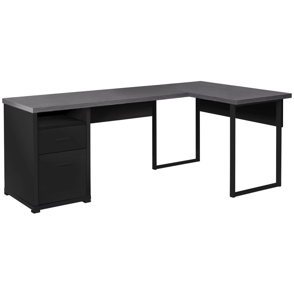 COMPUTER DESK - 80"L / BLACK / GREY TOP LEFT/RIGHT FACING