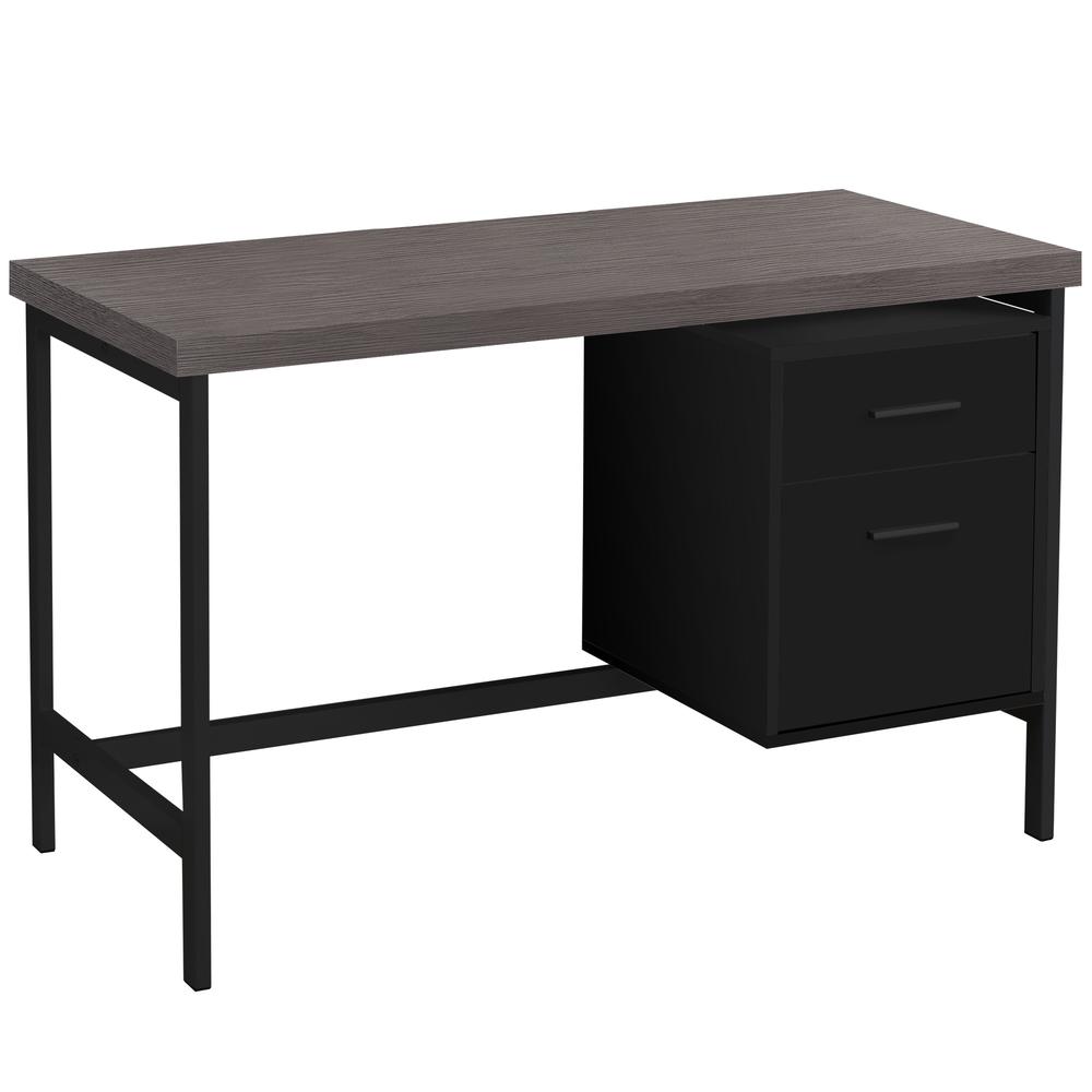 COMPUTER DESK - 48"L / BLACK / GREY TOP / BLACK METAL