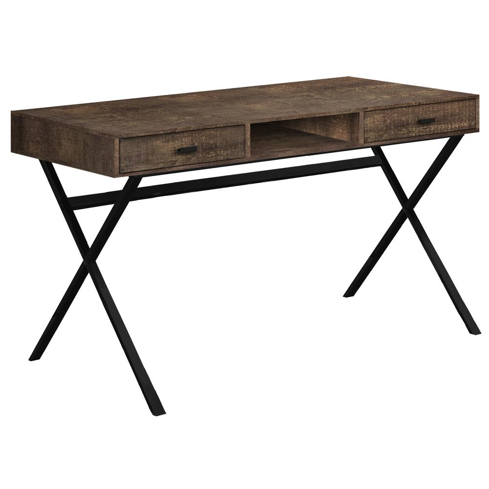 COMPUTER DESK - 48"L / CONTEMPORARY BROWN RECLAIMED WOOD LOOK / BLACK METAL