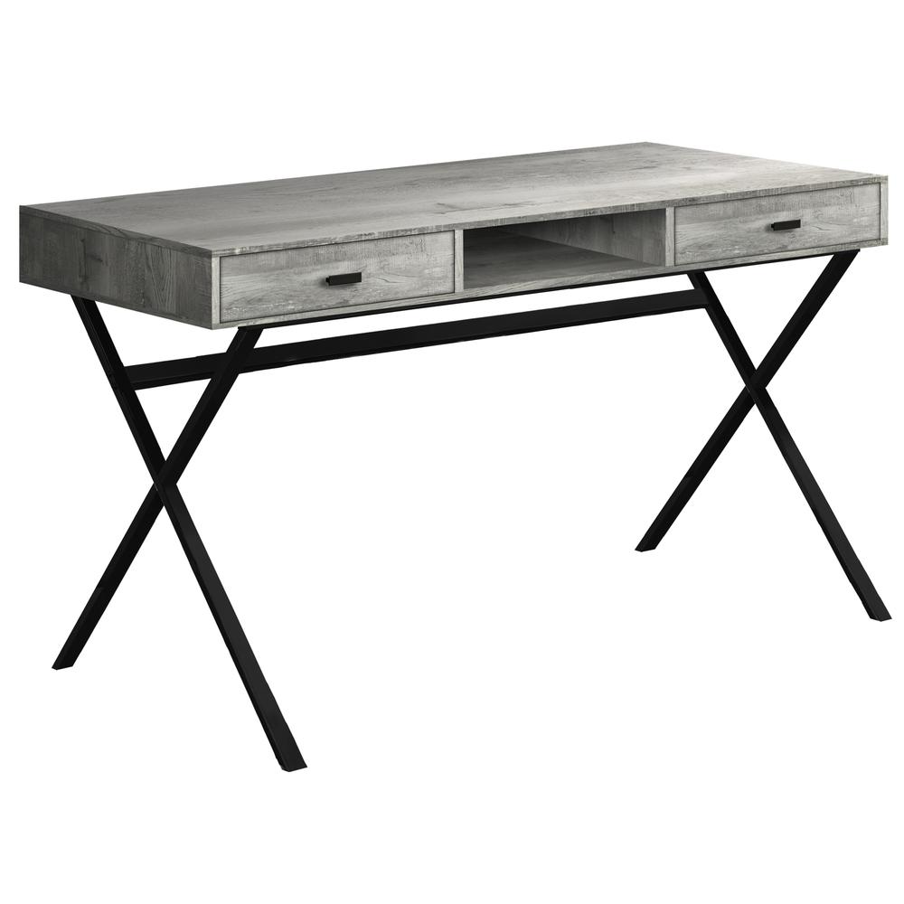 COMPUTER DESK - 48"L / CONTEMPORARY GREY RECLAIMED WOOD LOOK/ BLACK METAL