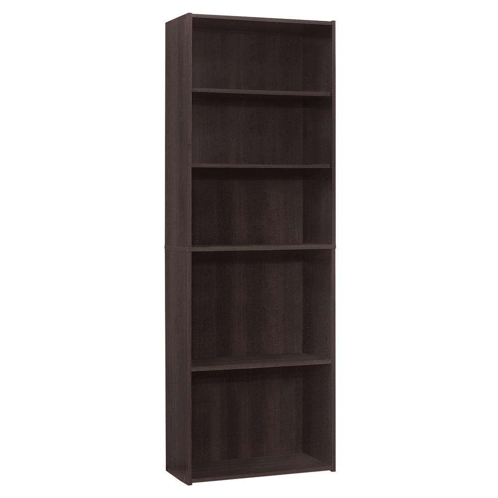 BOOKCASE - 72"H / CAPPUCCINO WITH 5 SHELVES