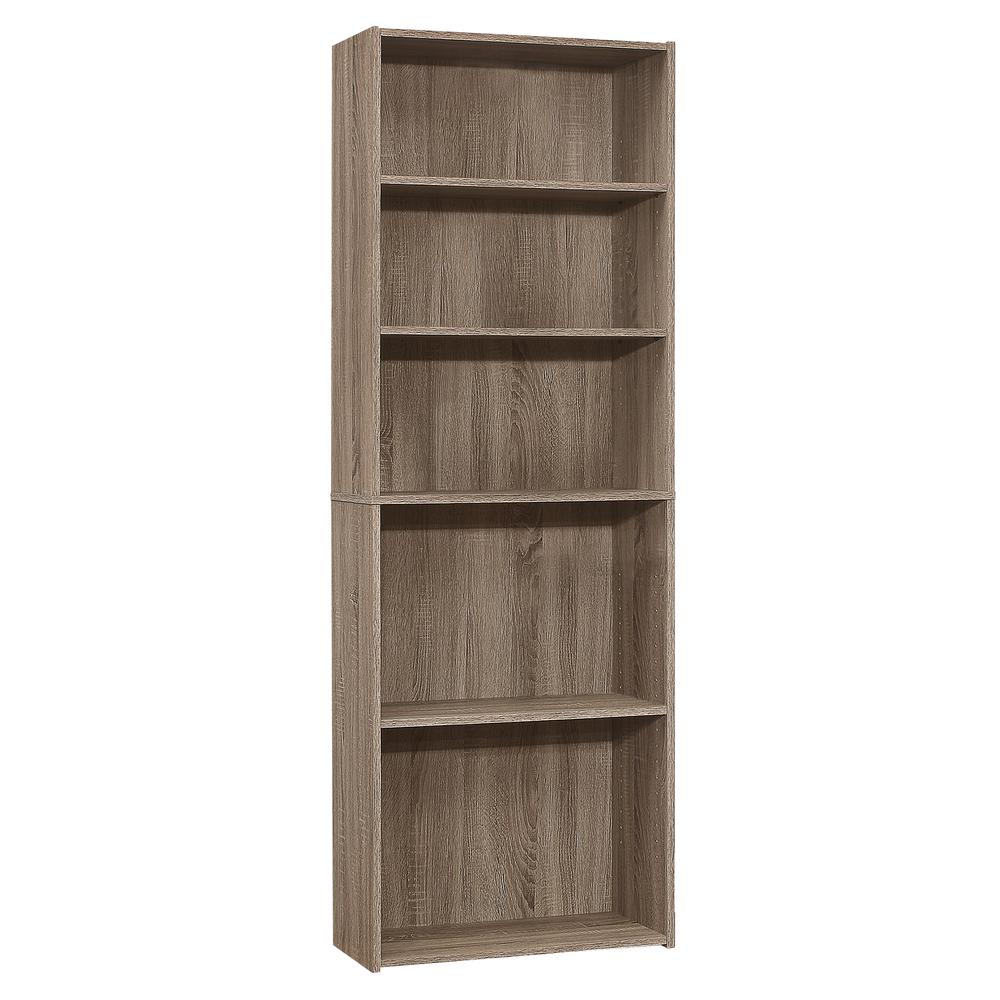 BOOKCASE - 72"H / DARK TAUPE WITH 5 SHELVES