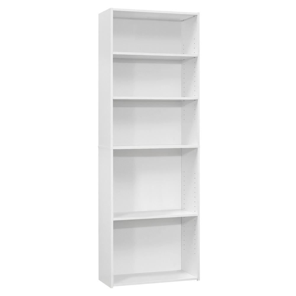 BOOKCASE - 72"H / WHITE WITH 5 SHELVES