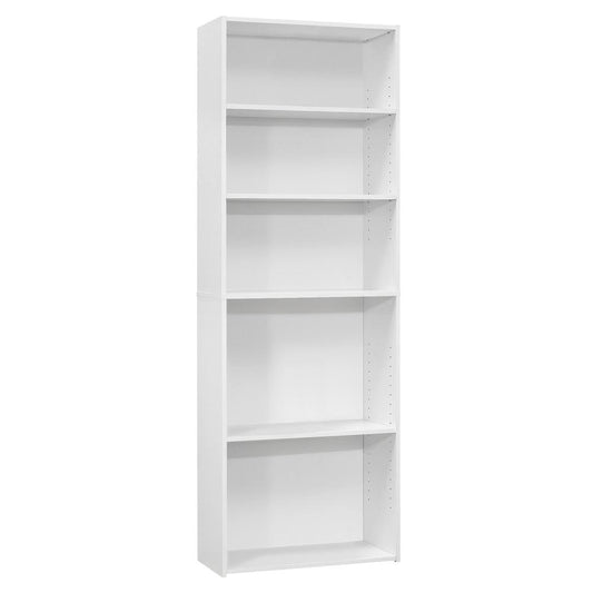 BOOKCASE - 72"H / WHITE WITH 5 SHELVES