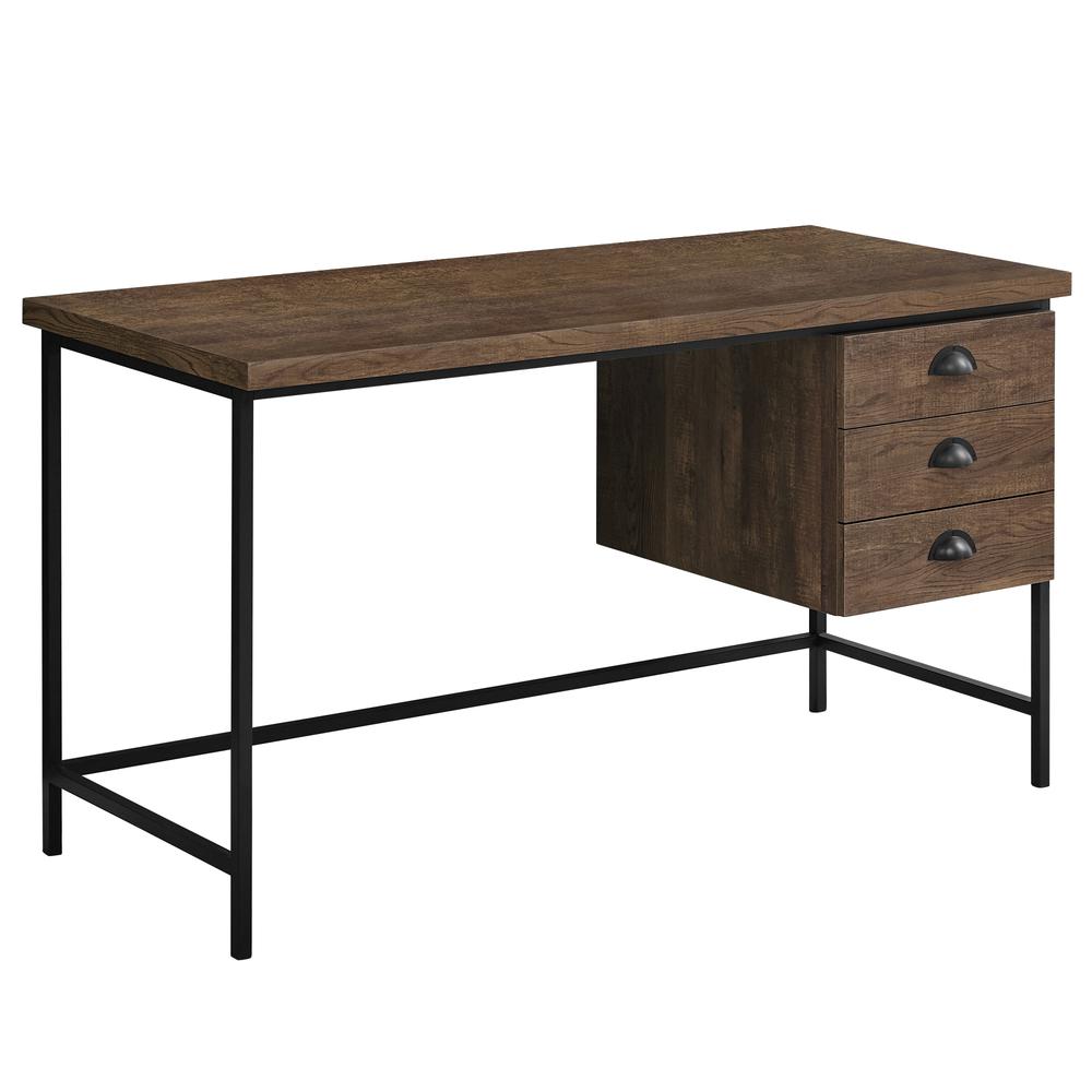 COMPUTER DESK - 55"L / BROWN RECLAIMED WOOD / BLACK METAL