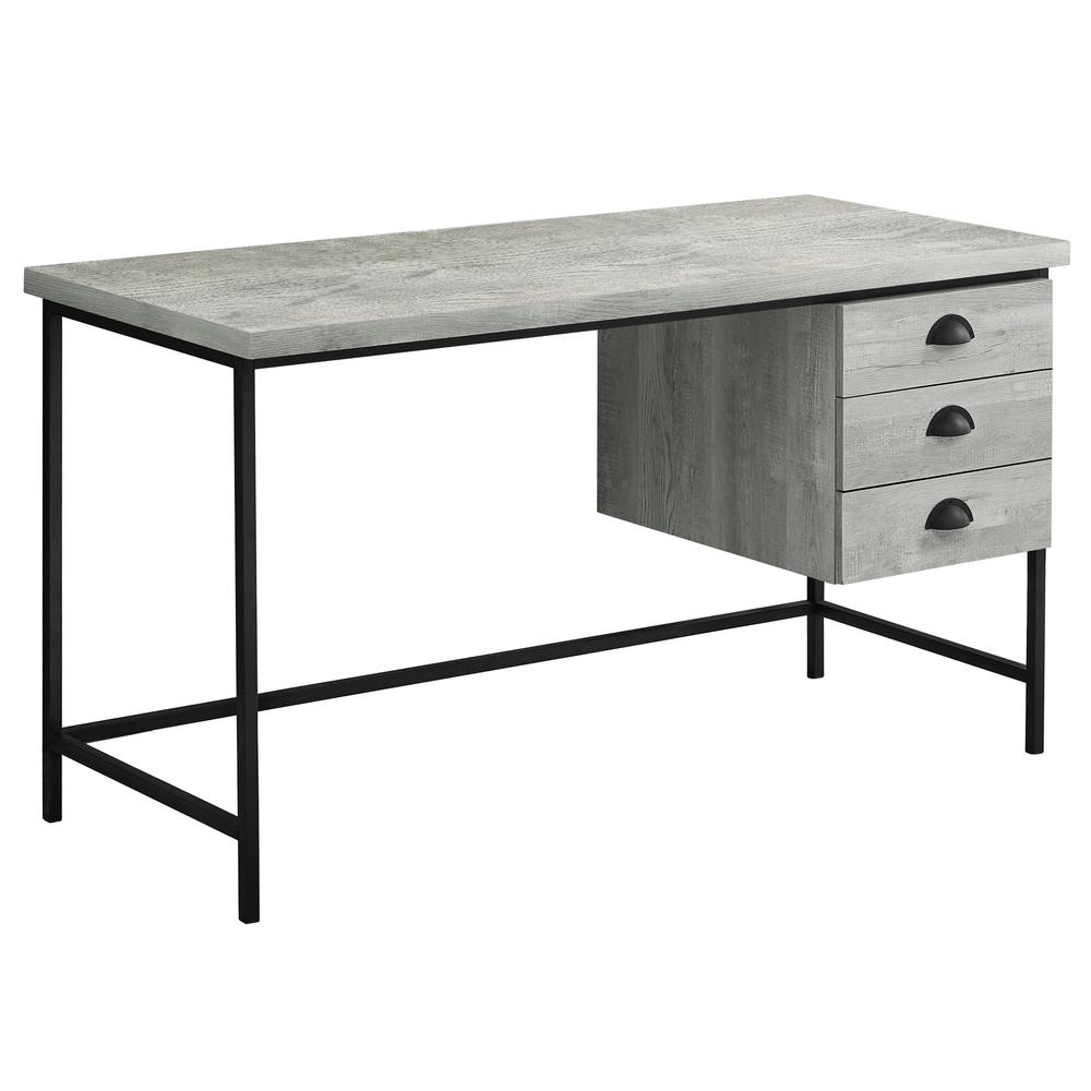 COMPUTER DESK - 55"L / GREY RECLAIMED WOOD / BLACK METAL