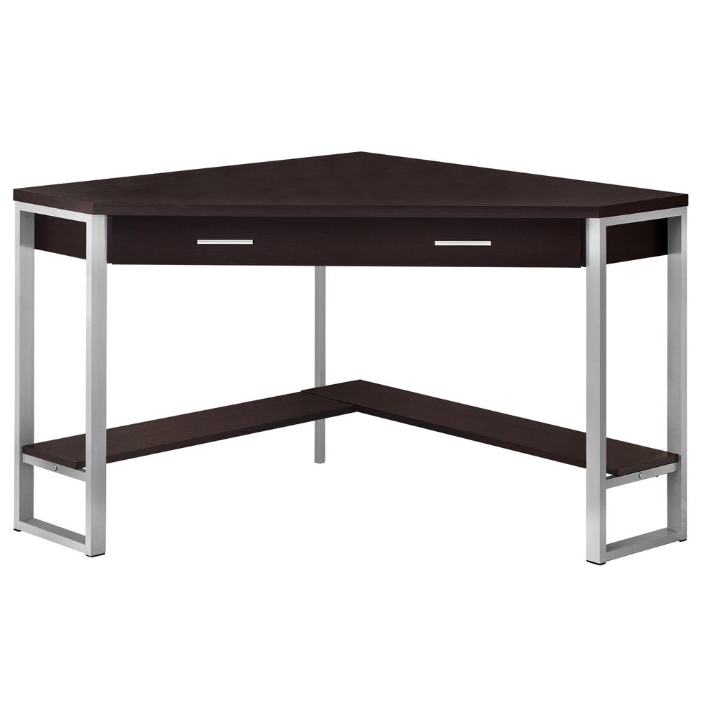 COMPUTER DESK - 42"L / CAPPUCCINO CORNER / SILVER METAL