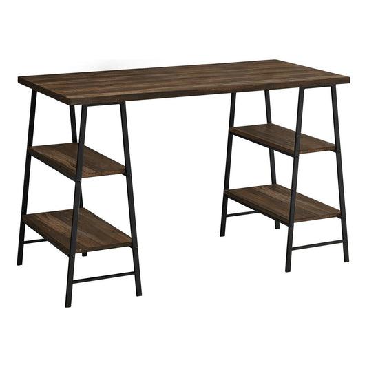 Computer Desk - 48"L, Brown Reclaimed Wood, Black Metal