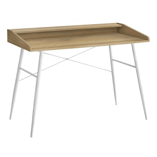 COMPUTER DESK - 48"L  in NATURAL / WHITE METAL