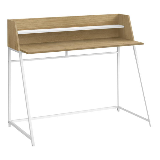 COMPUTER DESK - 47.25" / NATURAL / WHITE METAL