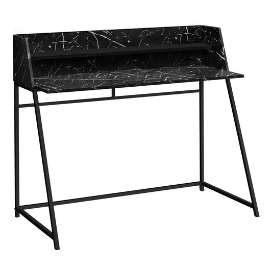 COMPUTER DESK - 47.27 "/ BLACK MARBLE-LOOK / BLACK METAL