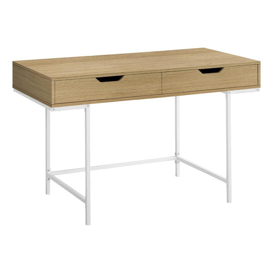 COMPUTER DESK - 48"L / NATURAL / WHITE METAL