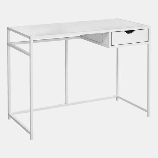 COMPUTER DESK - 42""L / WHITE / WHITE METAL"