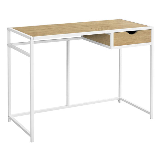 COMPUTER DESK - 42"L / NATURAL / WHITE METAL