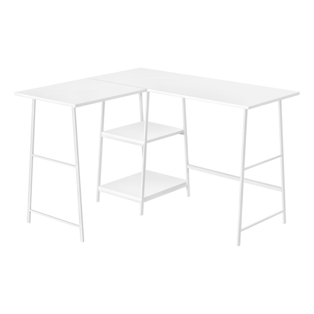 COMPUTER DESK - 48"L / WHITE TOP / WHITE METAL CORNER