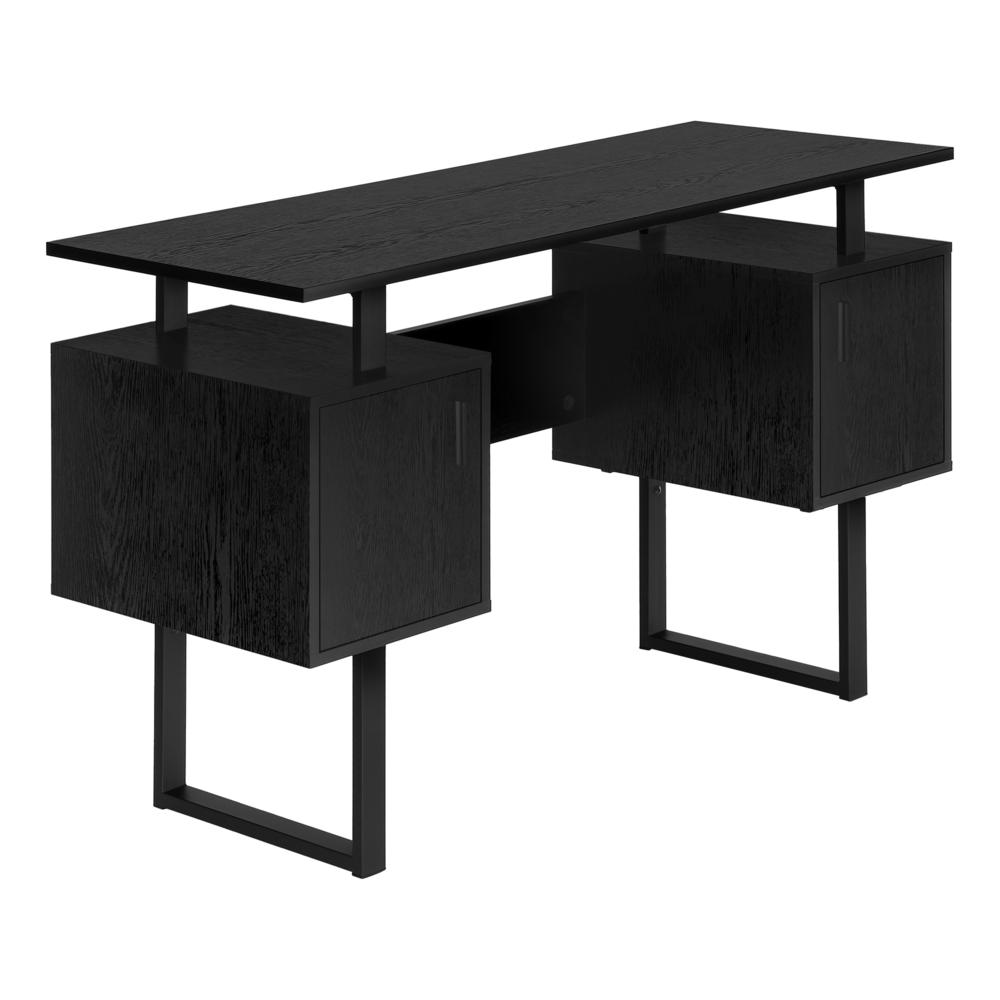 COMPUTER DESK - 48"L / BLACK OAK / BLACK METAL