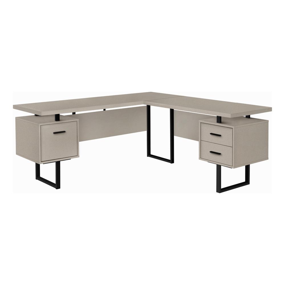 COMPUTER DESK - 70""L / MODERN TAUPE / BLACK METAL / L/R "