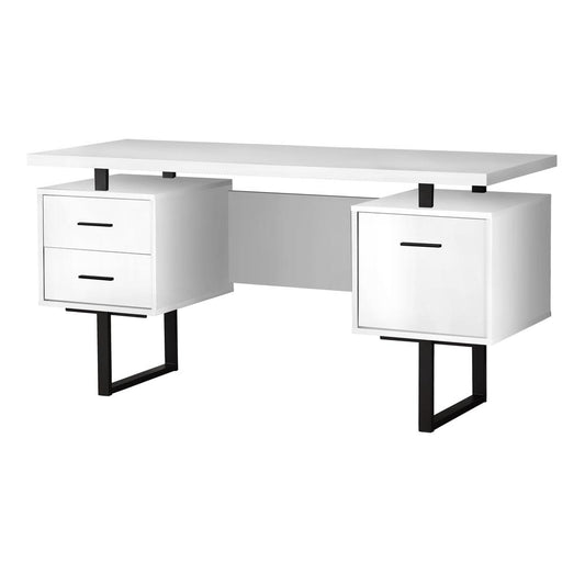 COMPUTER DESK - 60""L / WHITE / BLACK METAL"