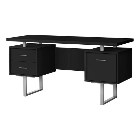 COMPUTER DESK - 60""L / BLACK / SILVER METAL"