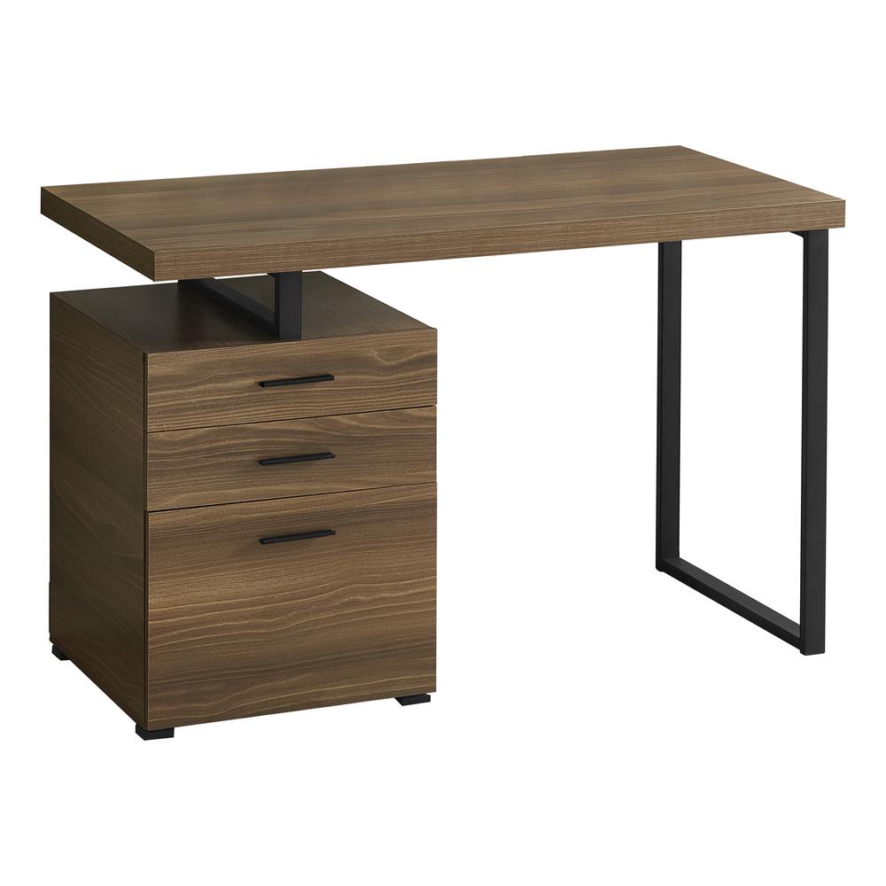 COMPUTER DESK - 48""L / WALNUT / BLACK METAL / L/R FACE"