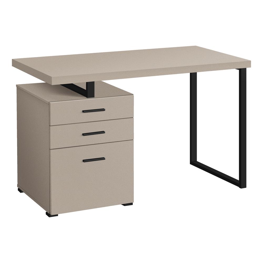 COMPUTER DESK - 48""L / MODERN TAUPE / BLACK METAL / L/R "